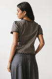 Serra Lace Trim Blouse in Charcoal FINAL SALE