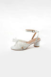 Outdoor Satin Peep Toe Chunky Heel Shoes With Buckle Bowknot