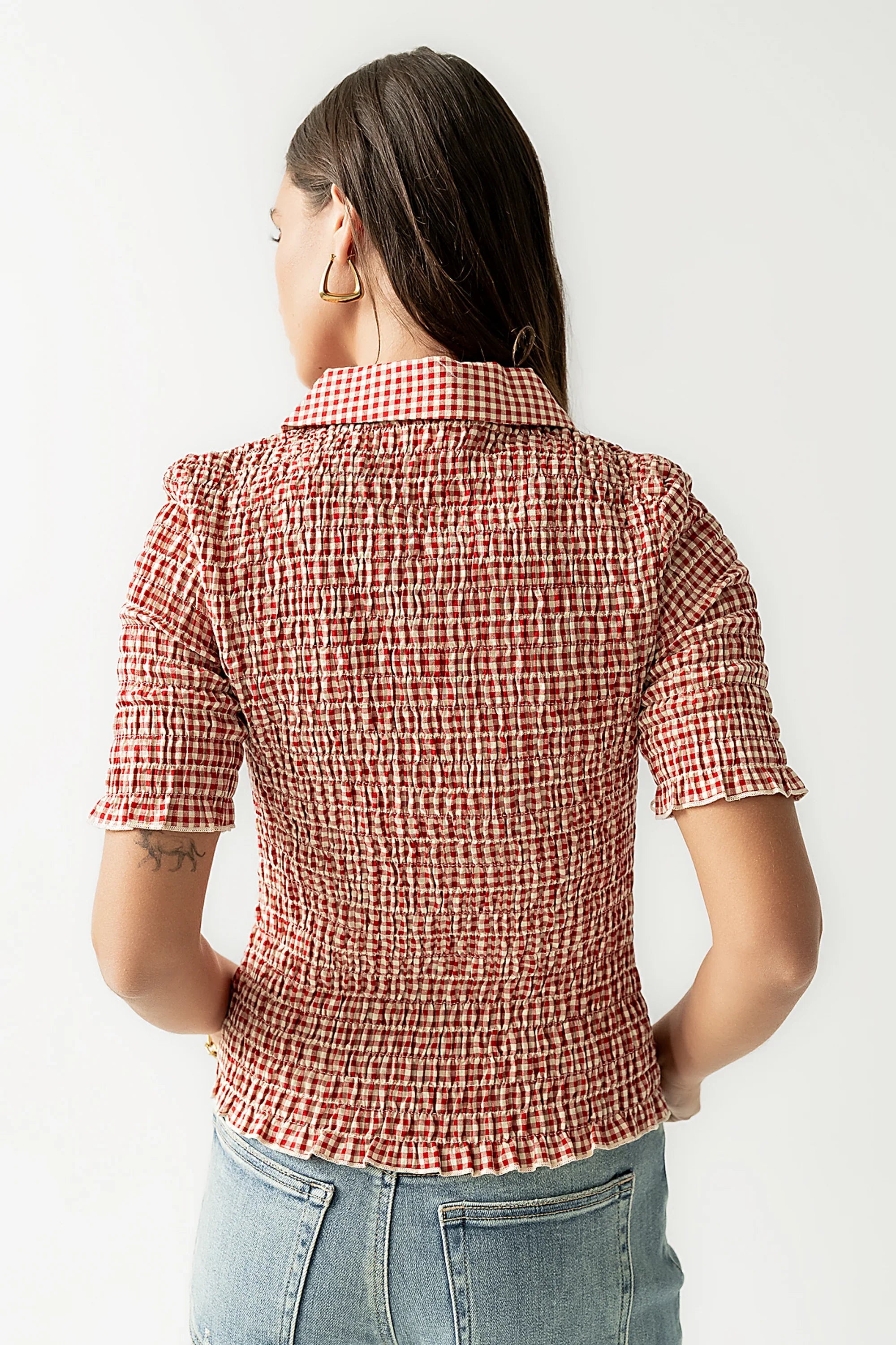 Connie Gingham Blouse in Red FINAL SALE