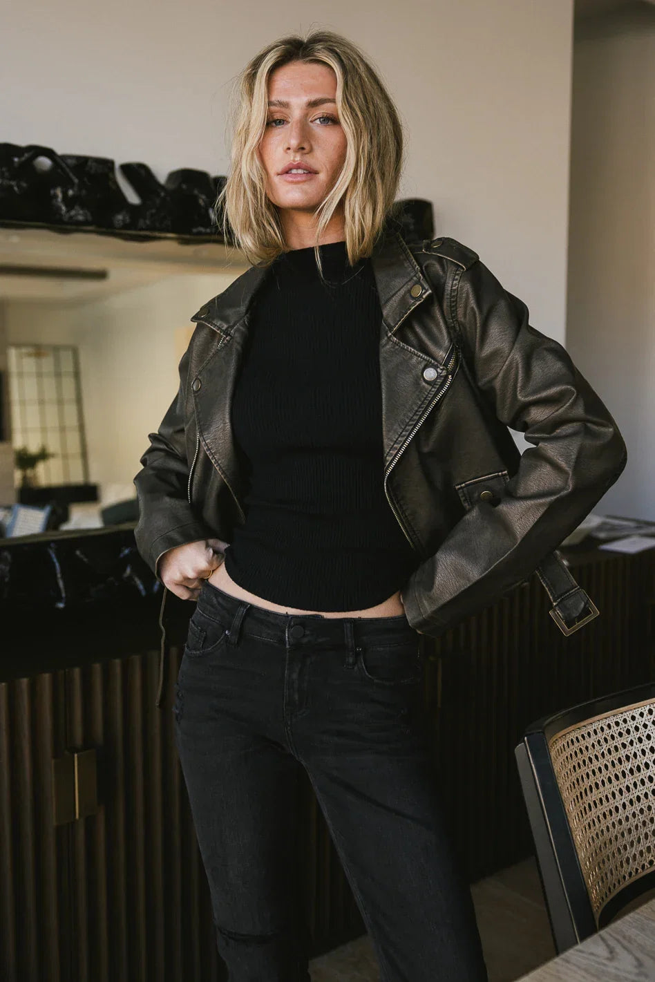 Vintage Washed Moto Jacket FINAL SALE
