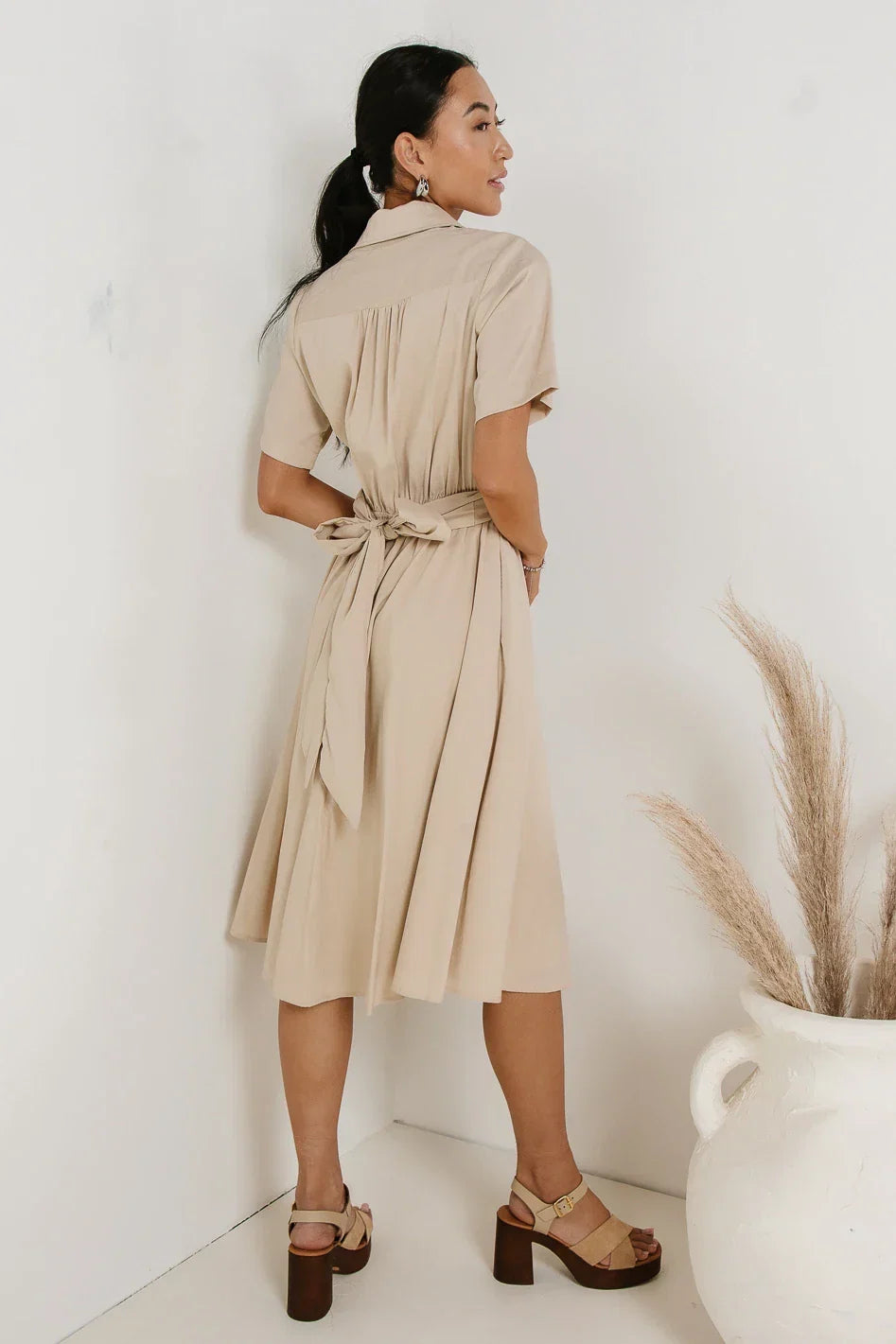Bennett Collared Dress in Taupe FINAL SALE