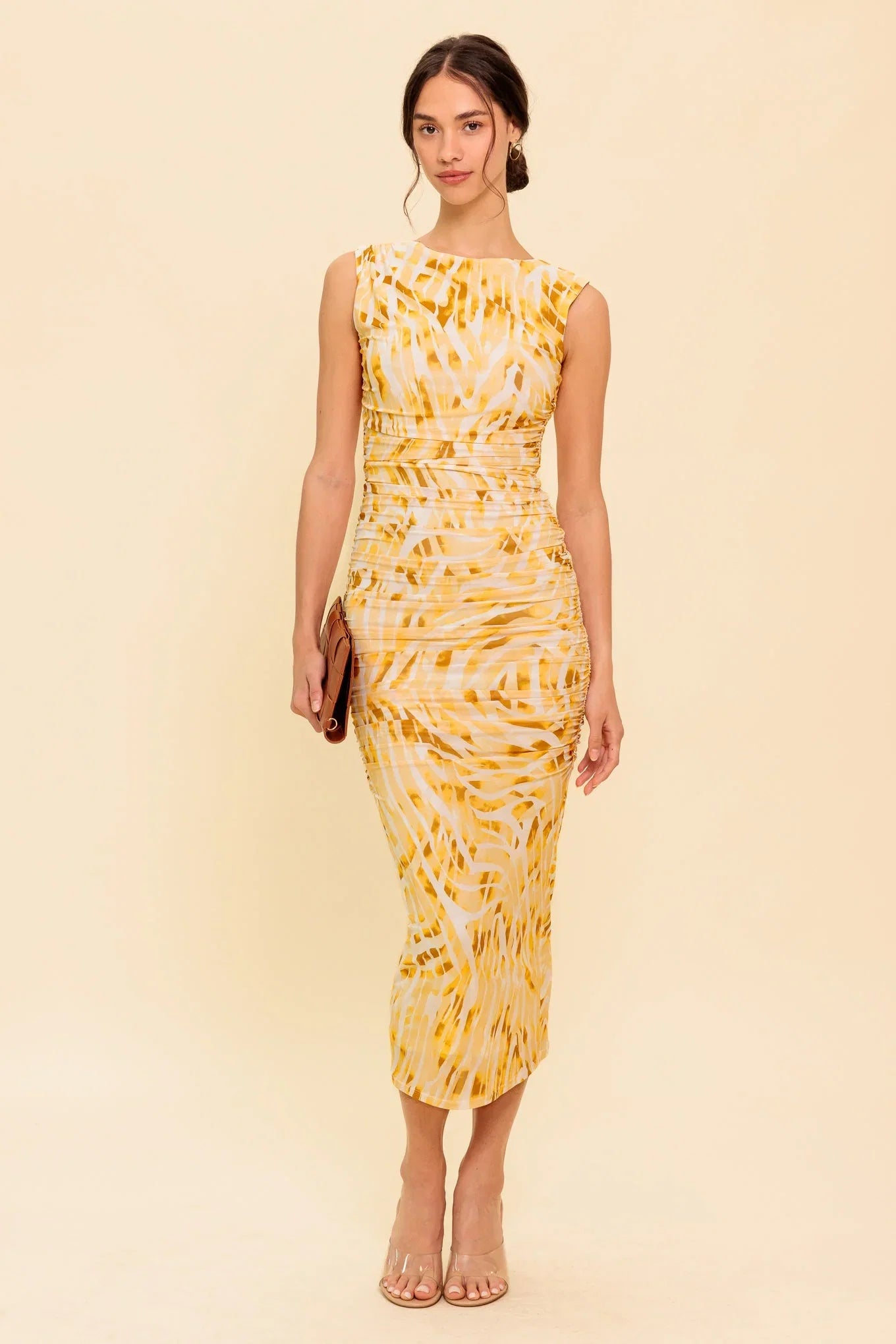Wild As Ever Power Mesh Cheetah Print Bodycon Midi Dress