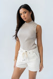 Rika Ribbed Top in Taupe