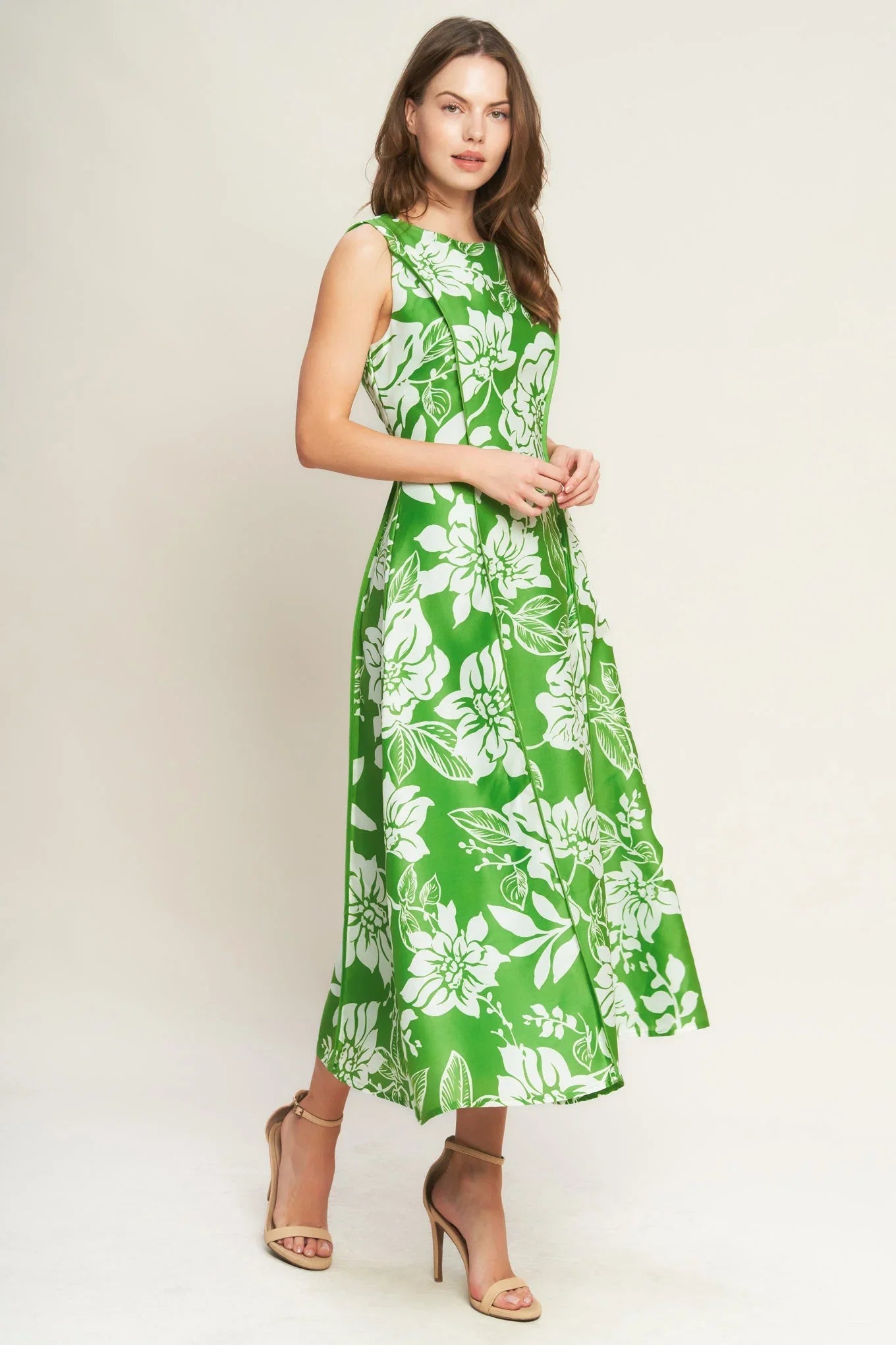 GARDEN GODDESS GREEN MIDI DRESS FINAL SALE