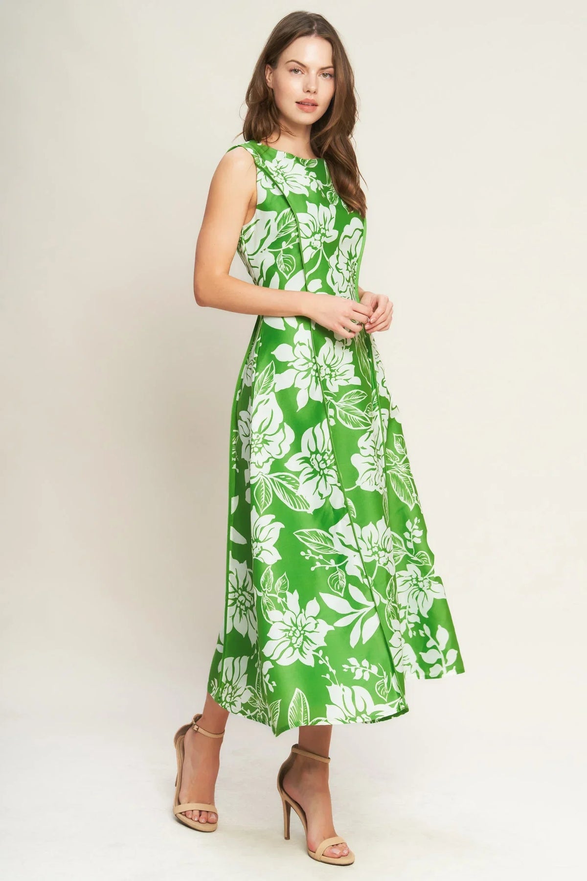 GARDEN GODDESS GREEN MIDI DRESS FINAL SALE