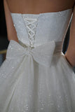 A Line Sweetheart Sparkly Bohemian Wedding Dress Bridal Gown
