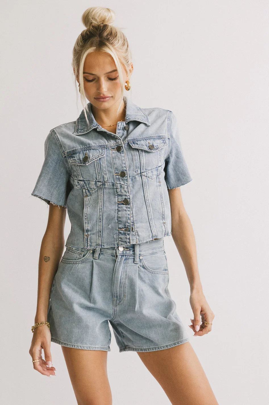 Pryia Denim Shorts in Light Wash FINAL SALE