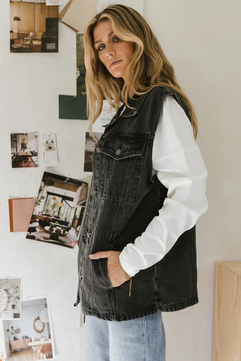 Taylor Denim Vest in Black FINAL SALE