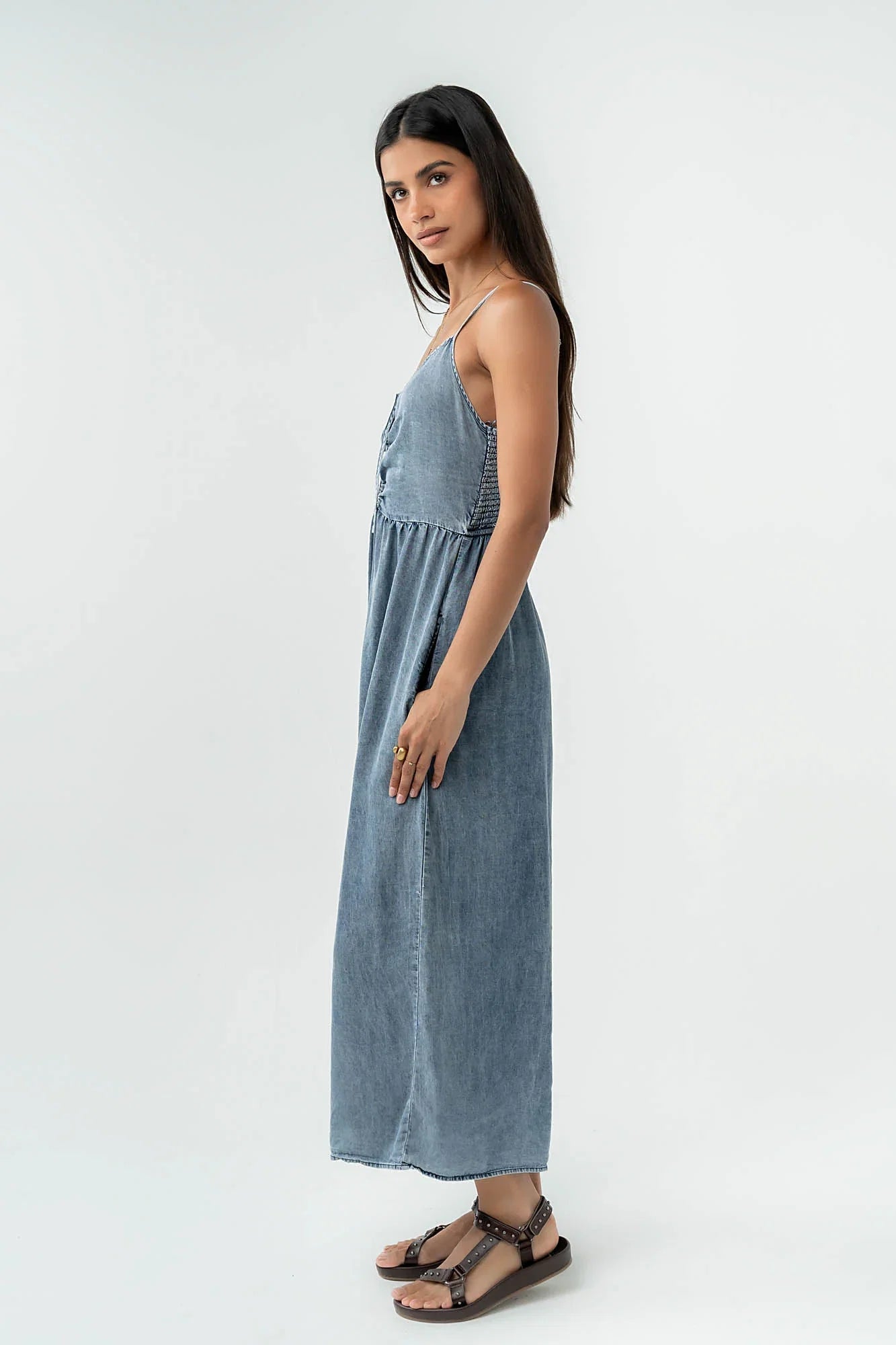 Khloe Cropped Denim Jumpsuit