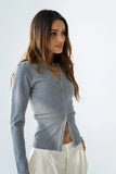 Flora Knit Top in Heather Grey