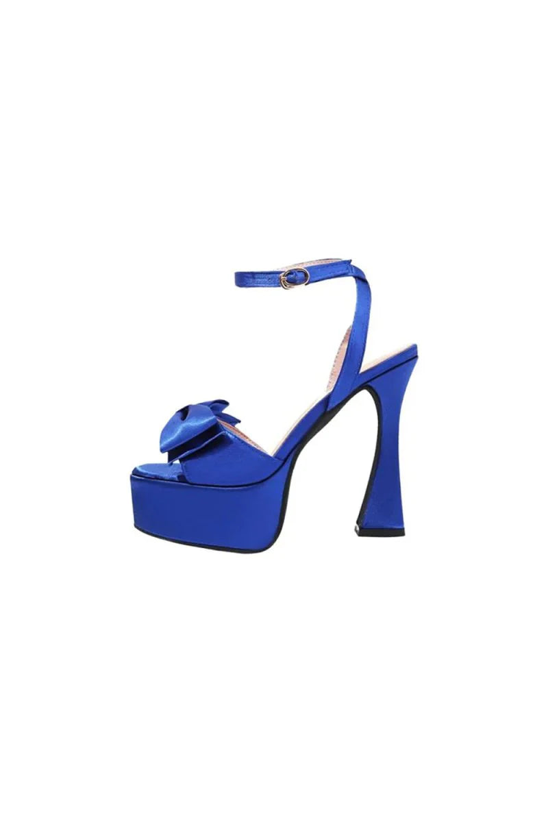 Chunky Hot Pink High Heel Sandals with Bow