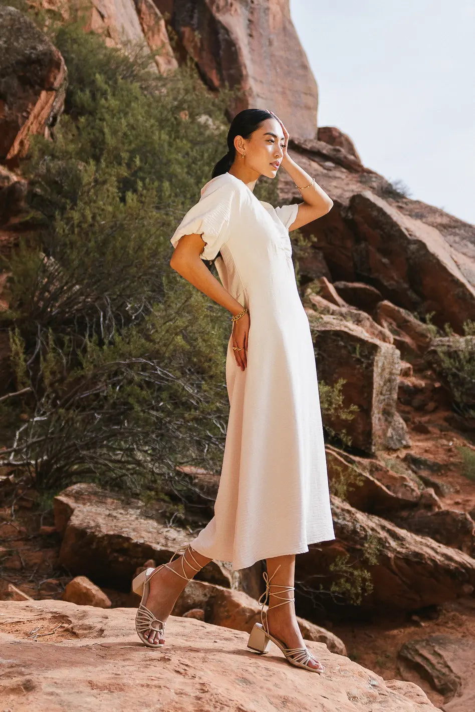 Maeve Midi Dress in Cream FINAL SALE