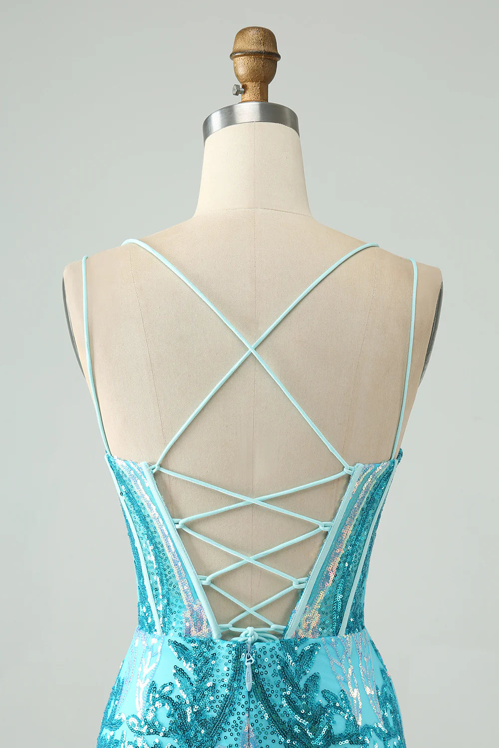 Gorgeous Green Bodycon Spaghetti Straps Corset Homecoming Dress with Sequins