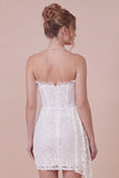 Lace White Bodycon Sweetheart Graduation Dress with Drape
