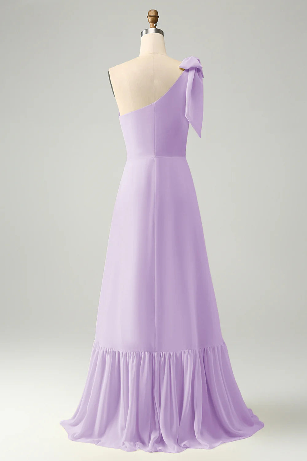 Yellow A Line One Shoulder Pleated Long Maxi Dress with Slit