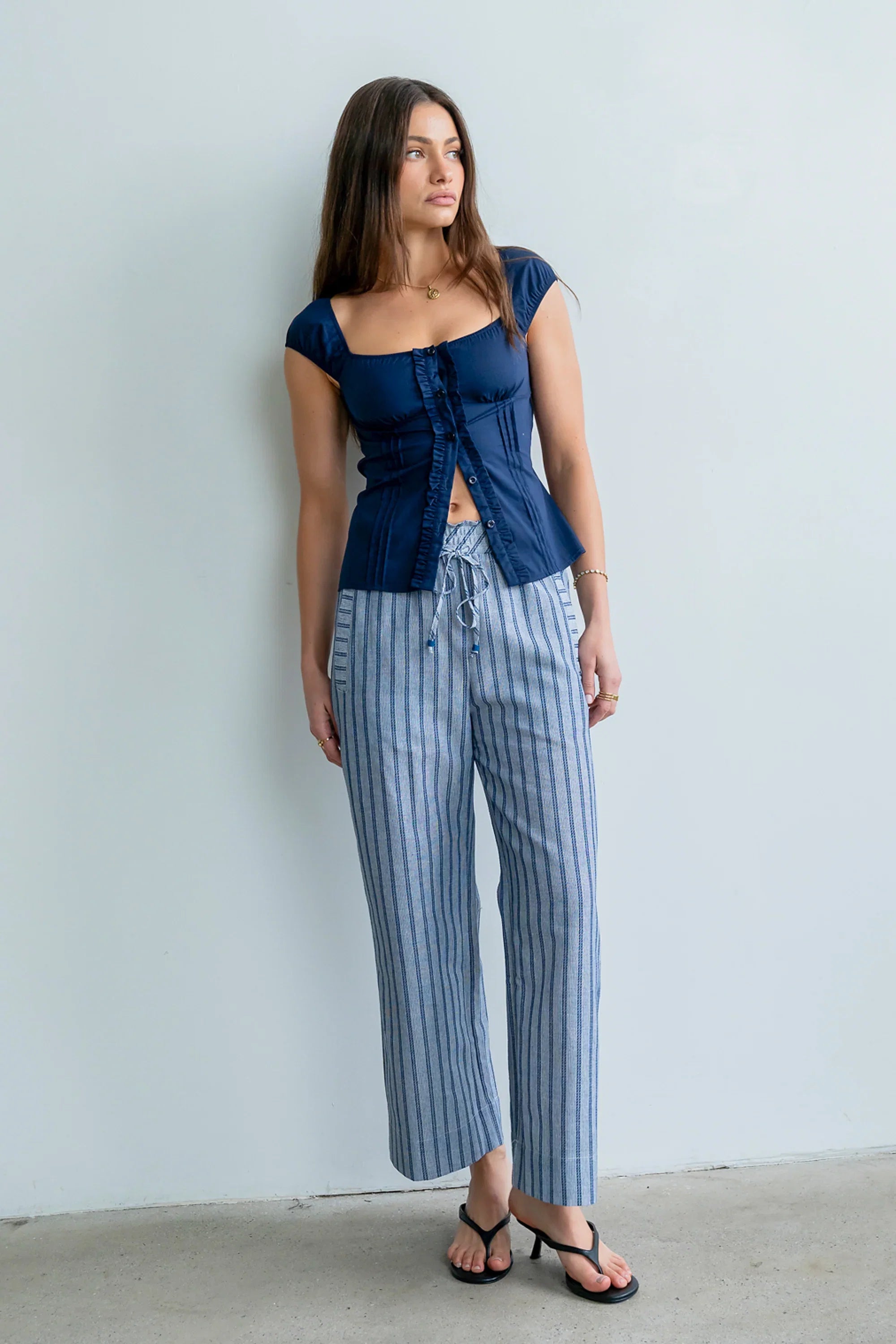 Paloma Pleated Blouse in Navy