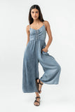 Khloe Cropped Denim Jumpsuit