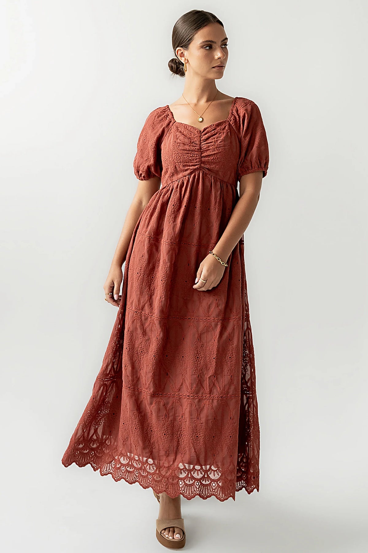 Luca Embroidered Maxi Dress in Dark Berry FINAL SALE