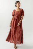 Luca Embroidered Maxi Dress in Dark Berry FINAL SALE