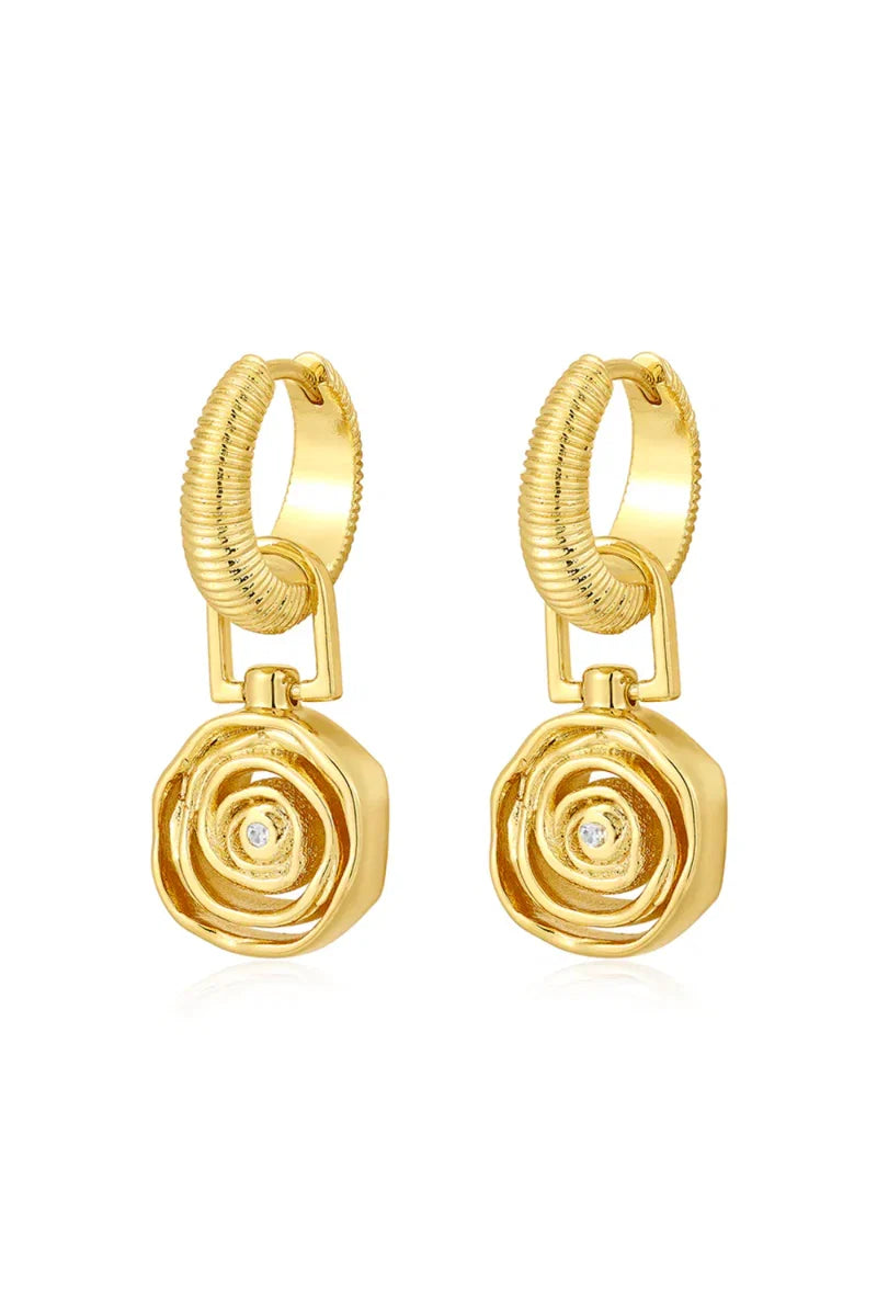 LUV AJ Rosette Coil Charm Hoops