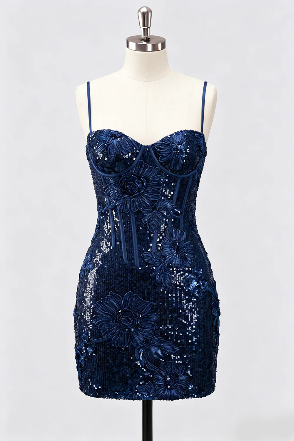 Grey Corset Bodycon Sequin Short Homecoming Dress