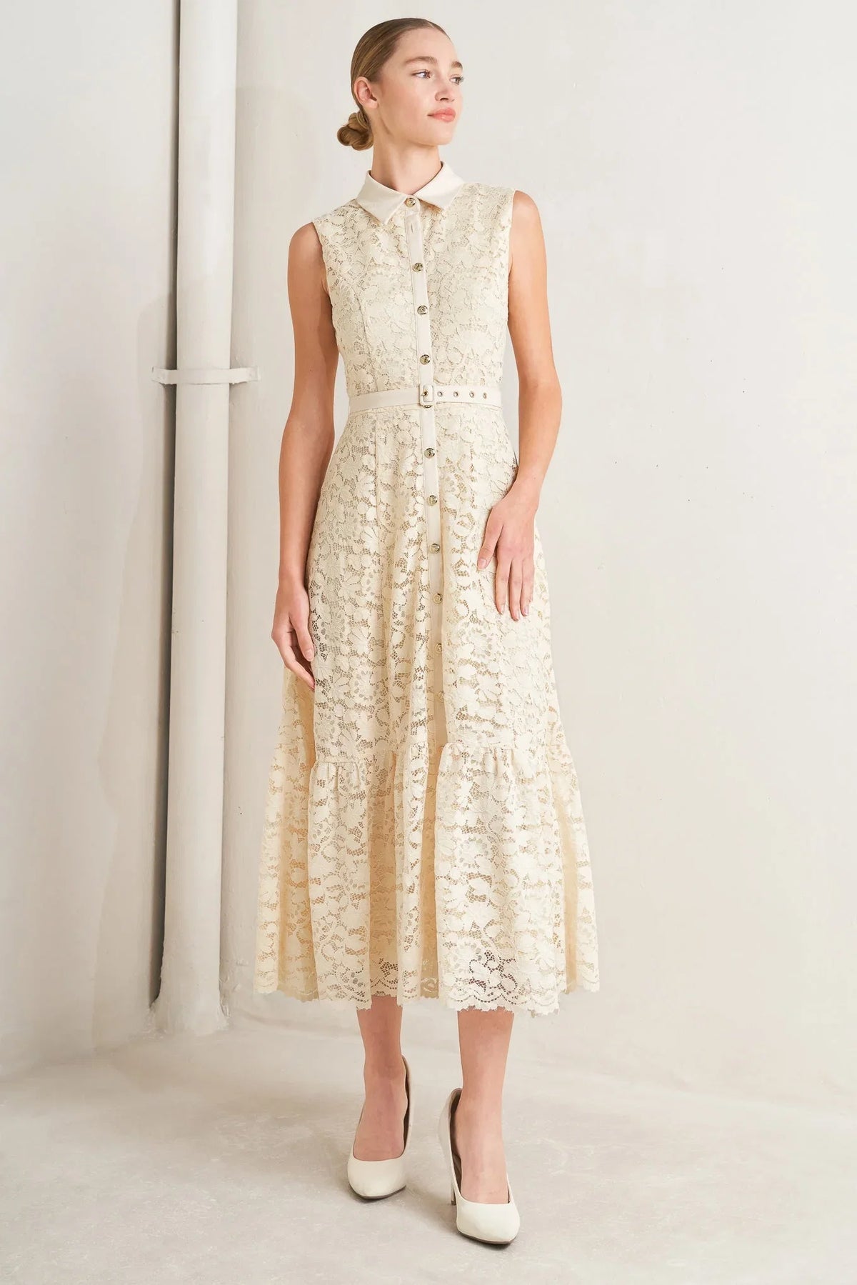 PURELY ROMANTIC LACE MIDI DRESS FINAL SALE