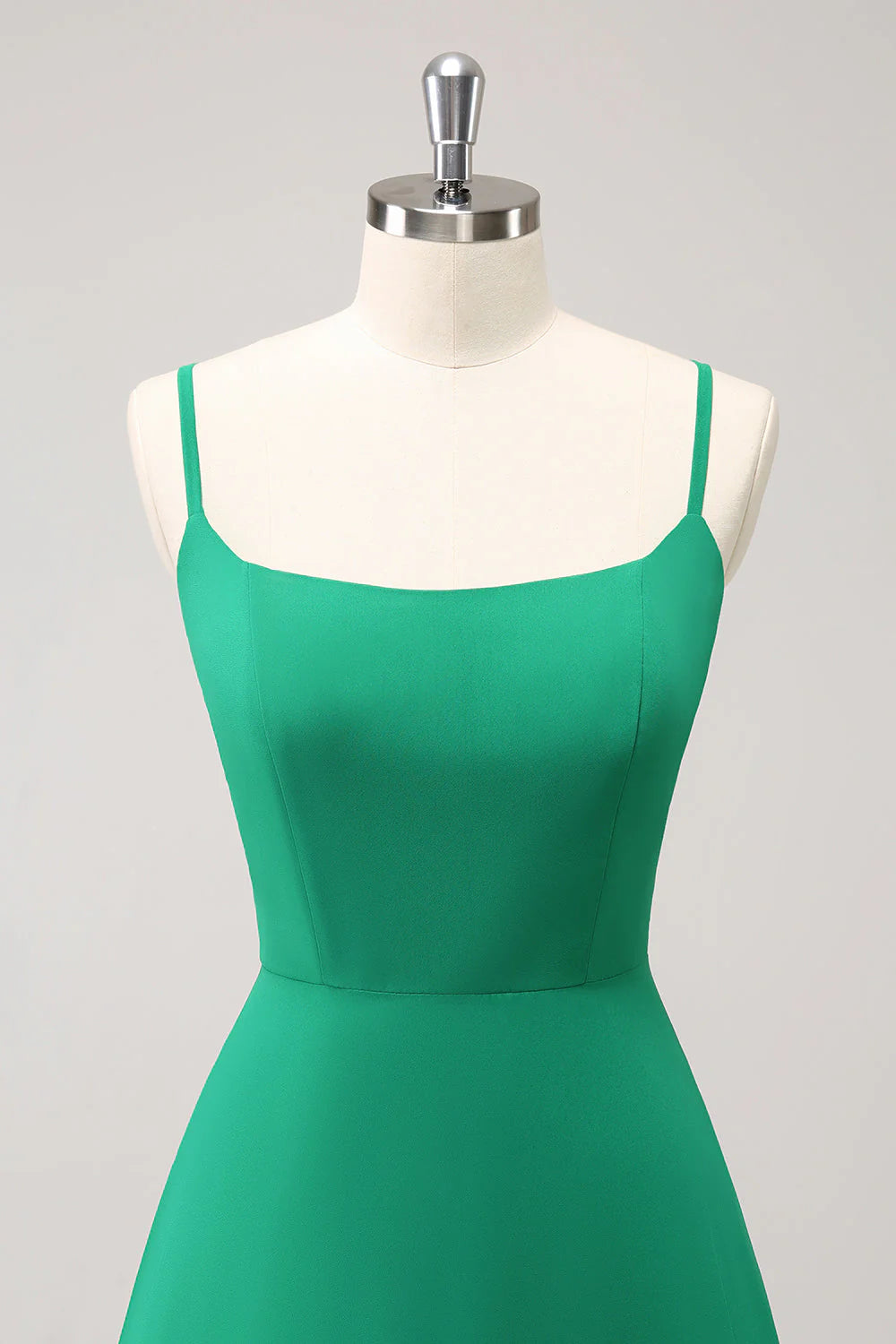 Elegant Green A Line Spaghetti Straps Bridesmaid Dress with Ruffle