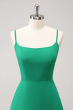 Elegant Green A Line Spaghetti Straps Bridesmaid Dress with Ruffle