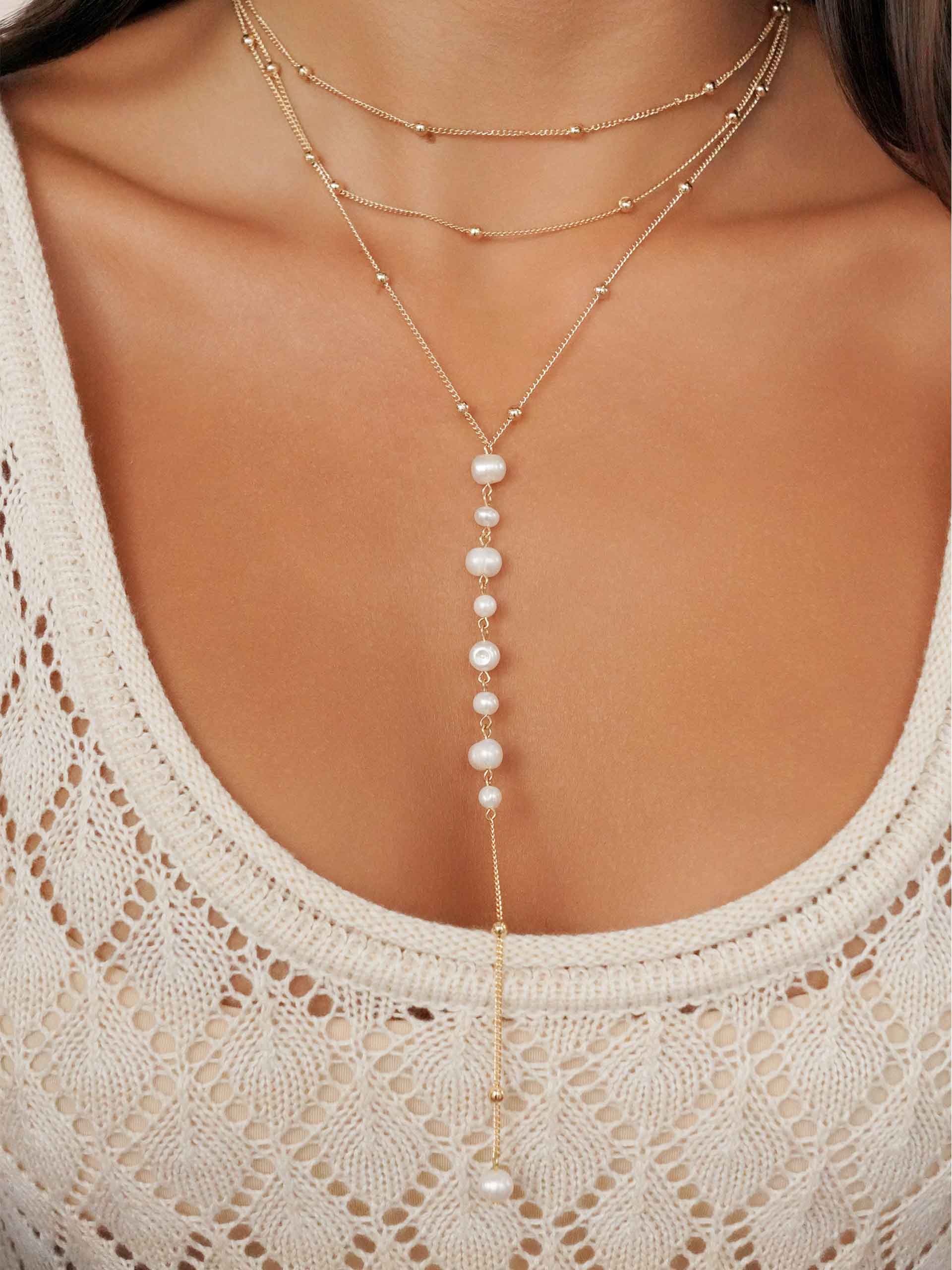 Coastal Pearl Lariat Necklace