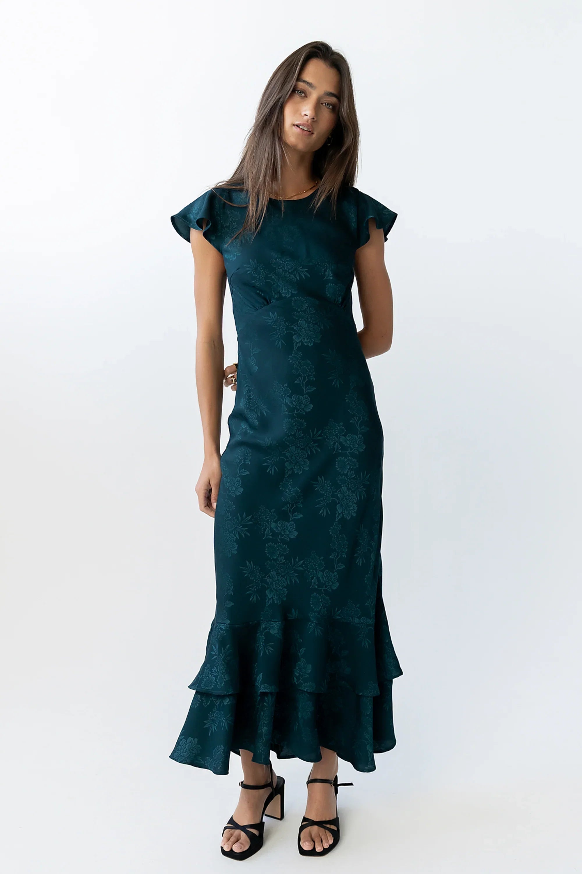 Mateo Floral Maxi Dress in Teal