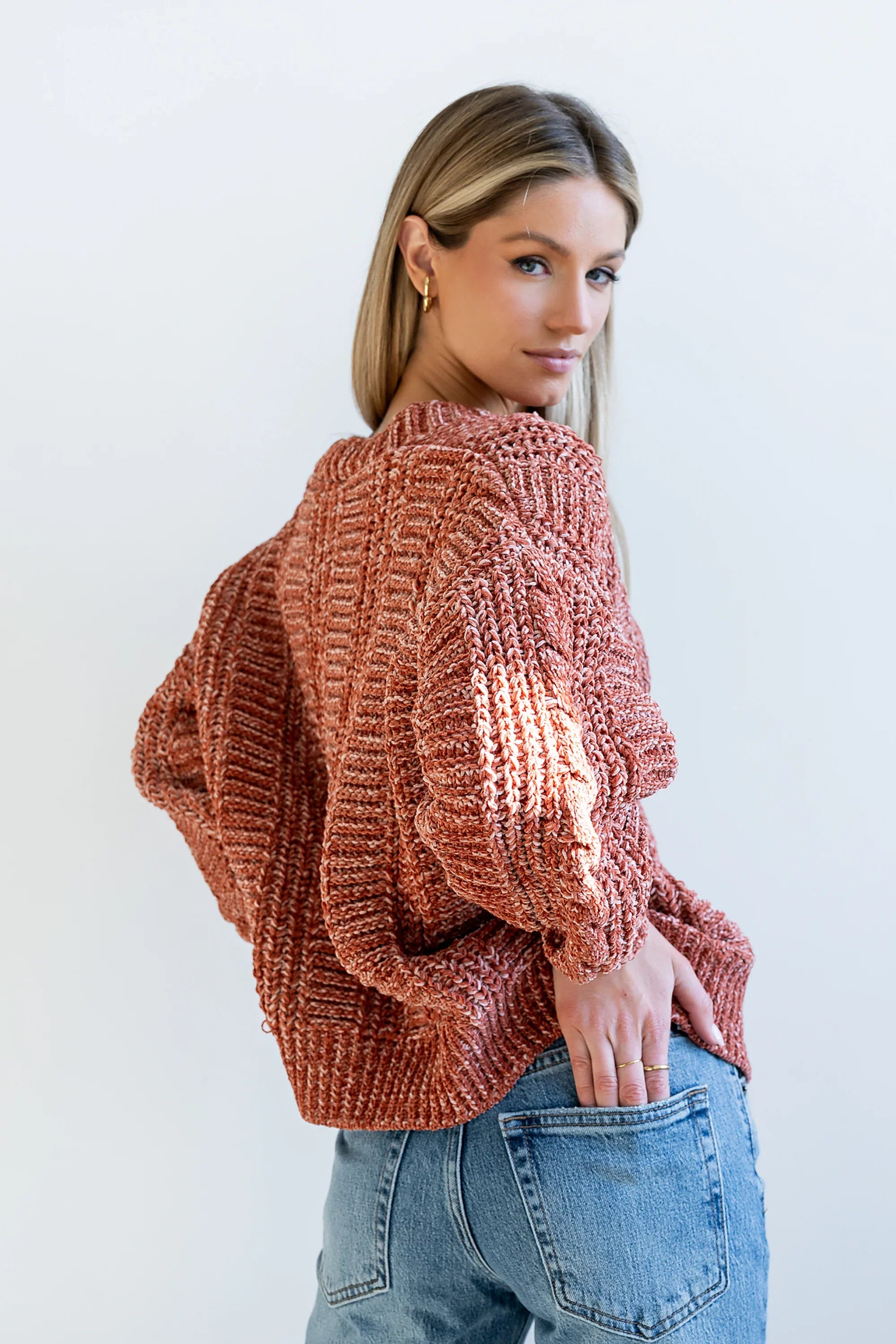 Brett Oversized Cardigan in Brick FINAL SALE