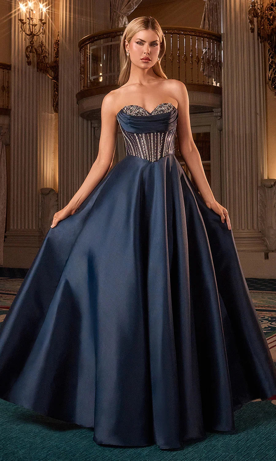 Mindy Mikado Ball Gown Corset A line Evening Dress