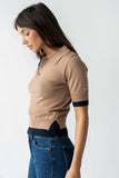 Delilah Contrast Sweater in Taupe