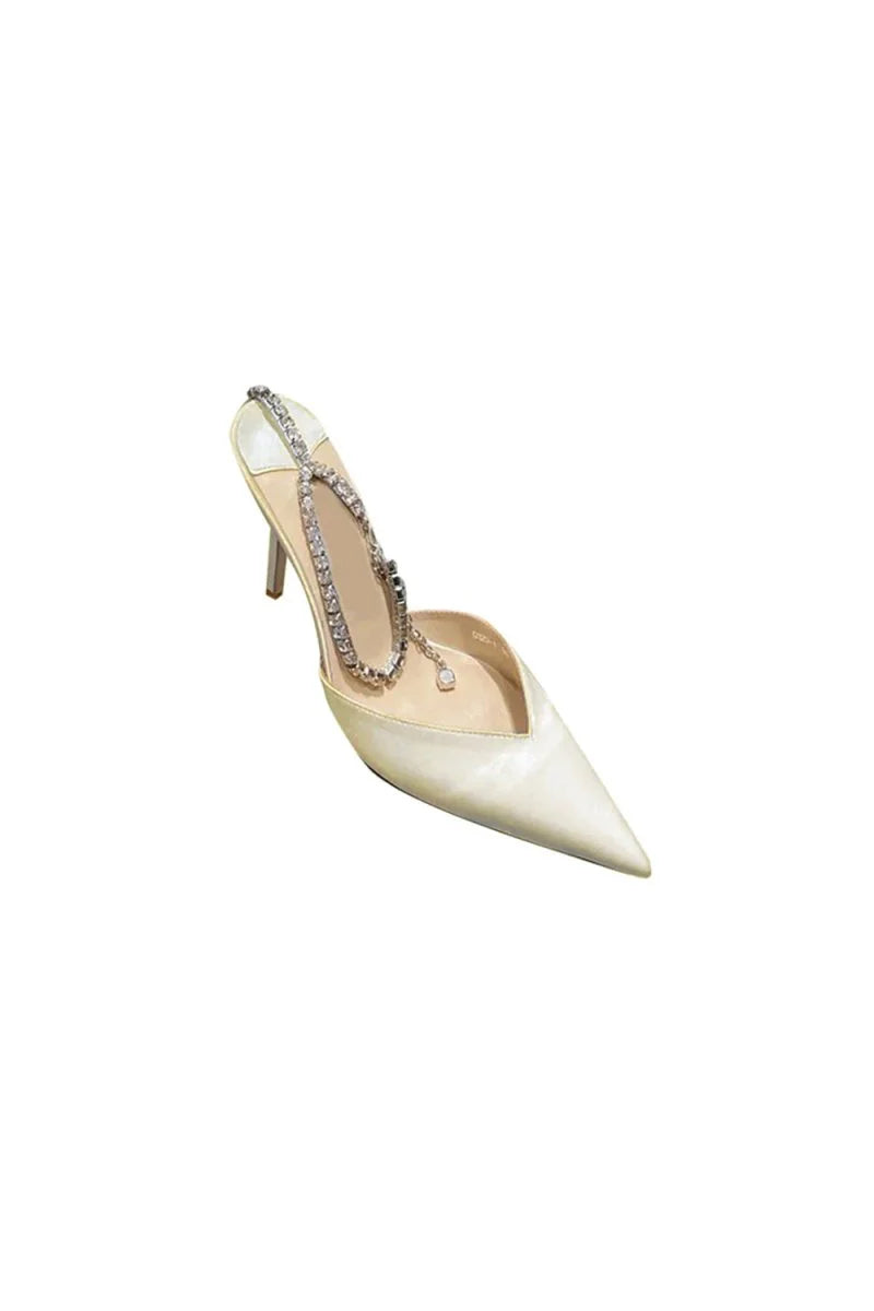 Off White Stiletto Ankle High Heel Sandals