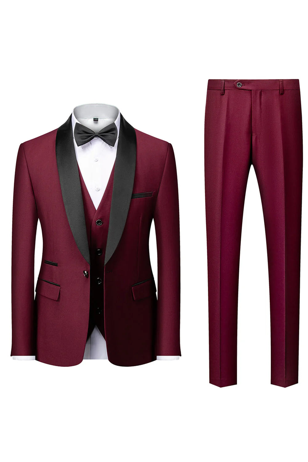 Mens Dark Green Shawl Lapel 3 Pieces Slim Fit Wedding Suits