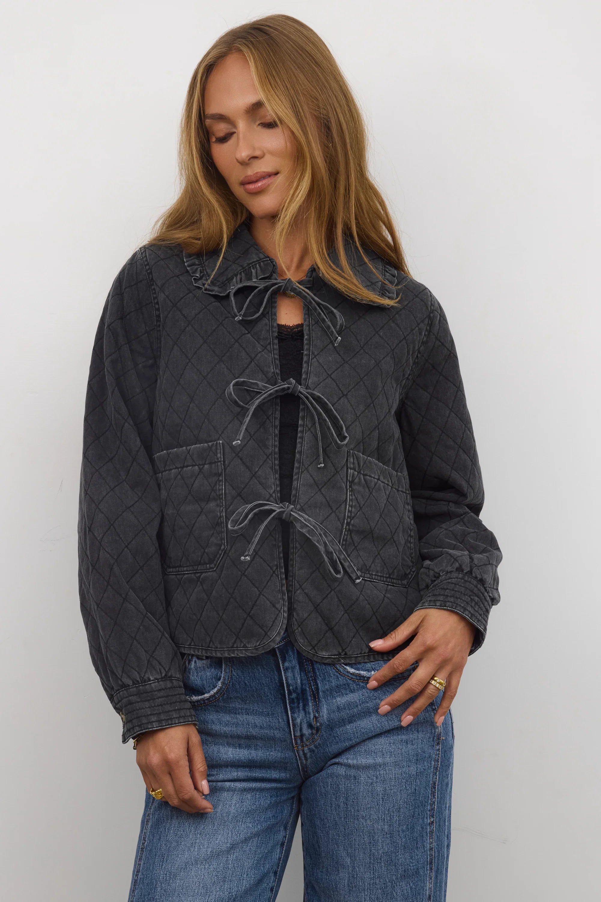 Tammy Collared Jacket in Faded Black FINAL SALE