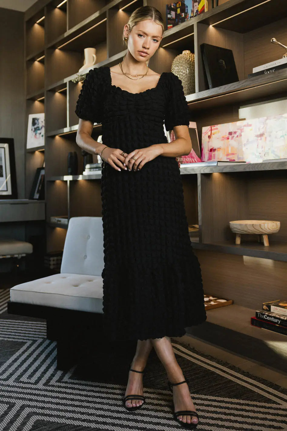 Miley Bubble Texture Dress in Black FINAL SALE