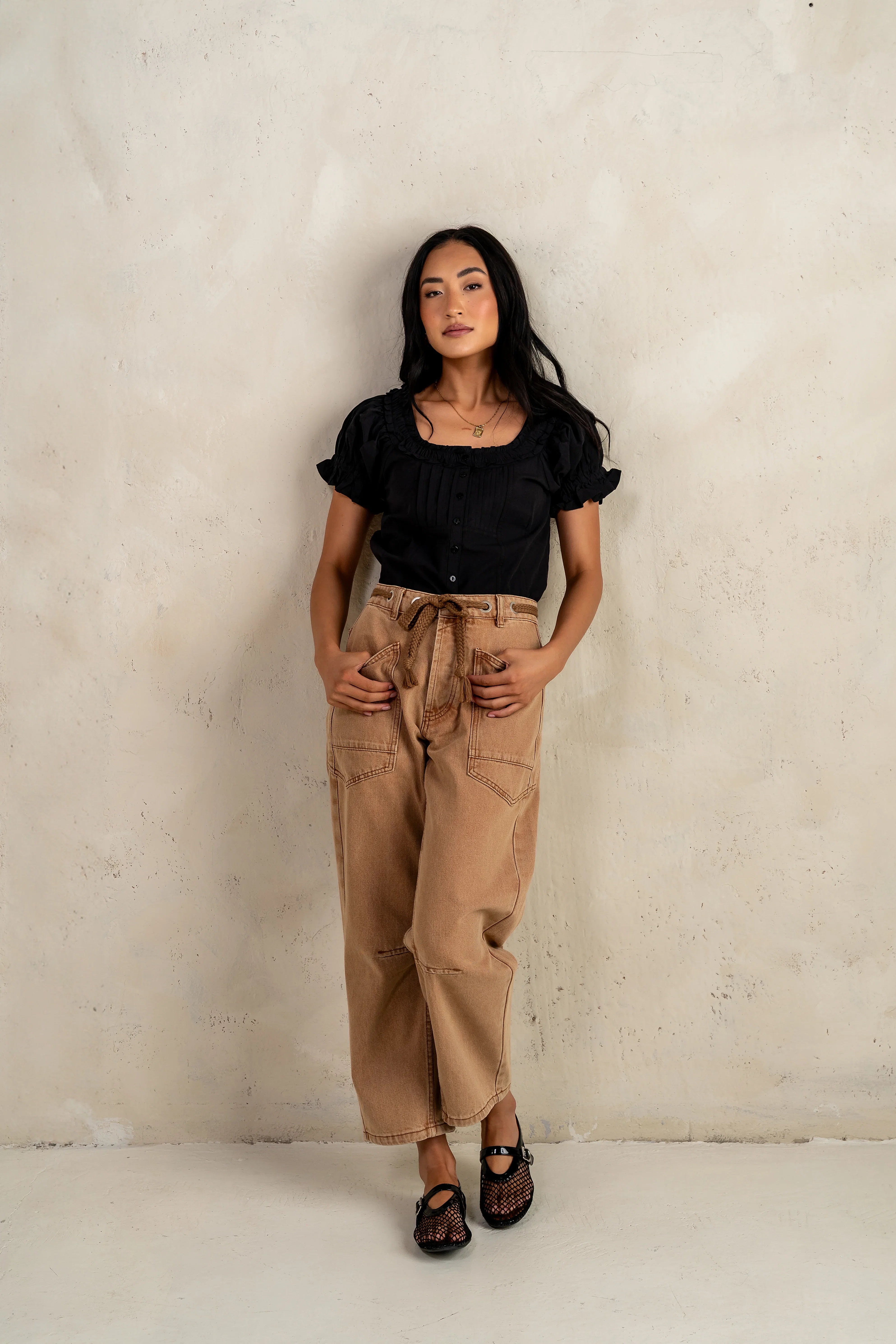 Jocelyn Barrel Jeans in Rust FINAL SALE