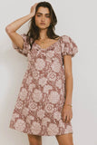 Darcella Floral Mini Dress in Mauve FINAL SALE