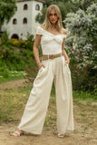 Hallie Wide Leg Pants in Oatmeal FINAL SALE