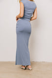 Norah Polka Dot Maxi Skirt in Blue