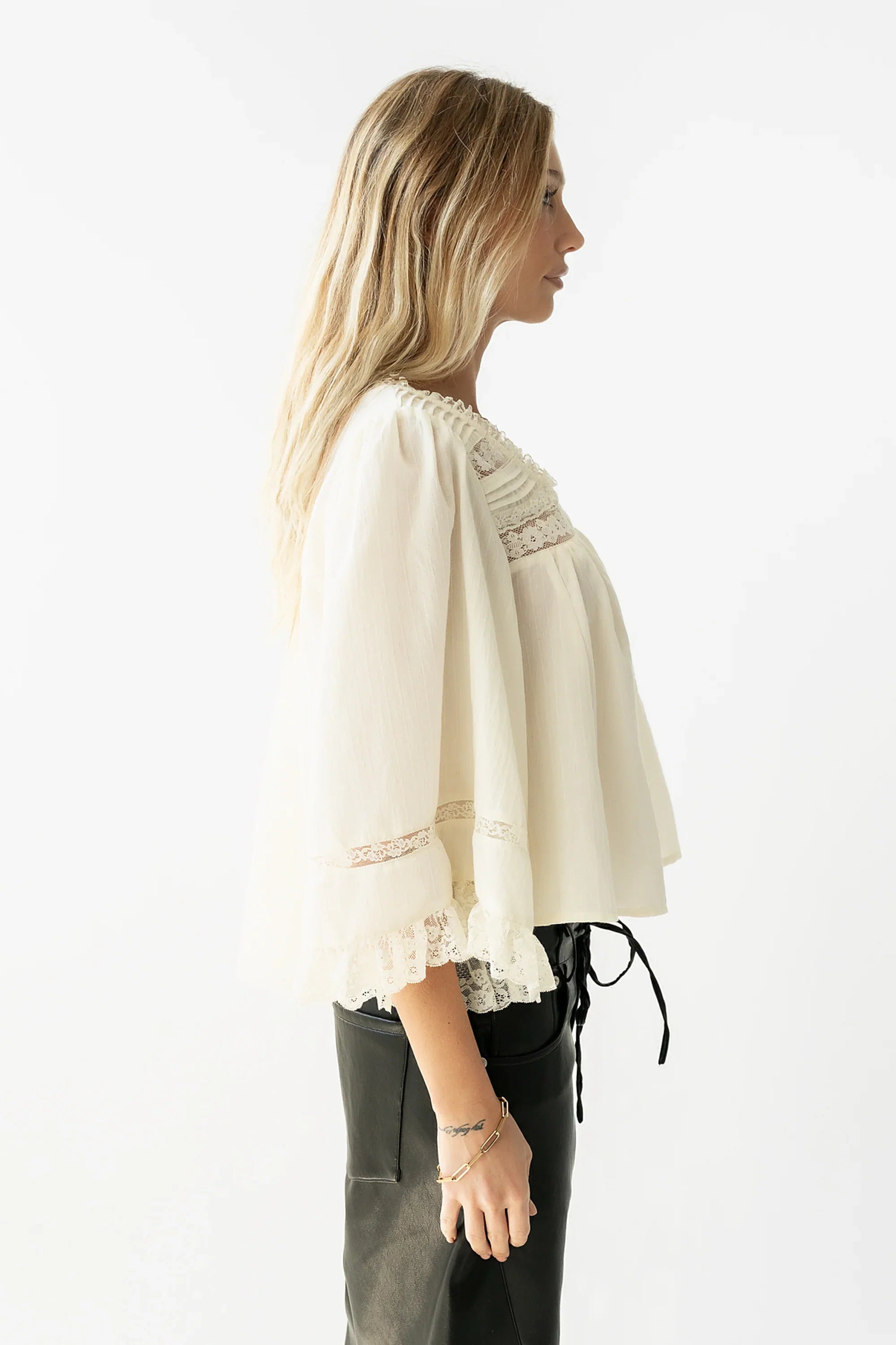 Kylee Lace Blouse in Cream
