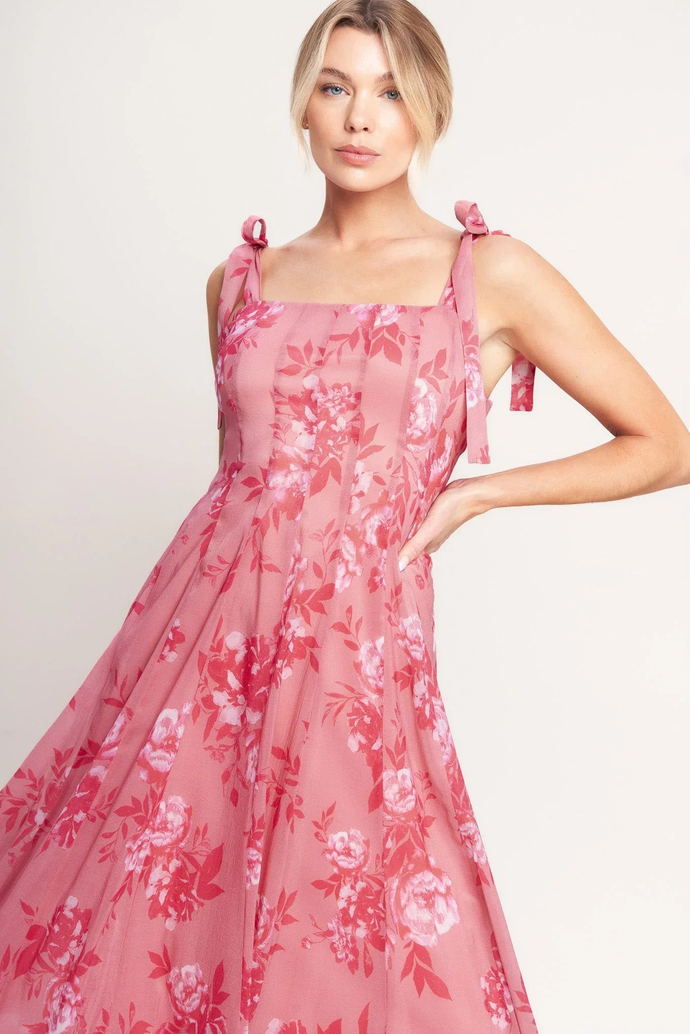 ROMANTIC CANOPY PINK MIDI DRESS
