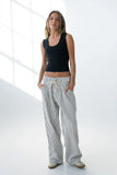 Becky Striped Wide Leg Jeans in White