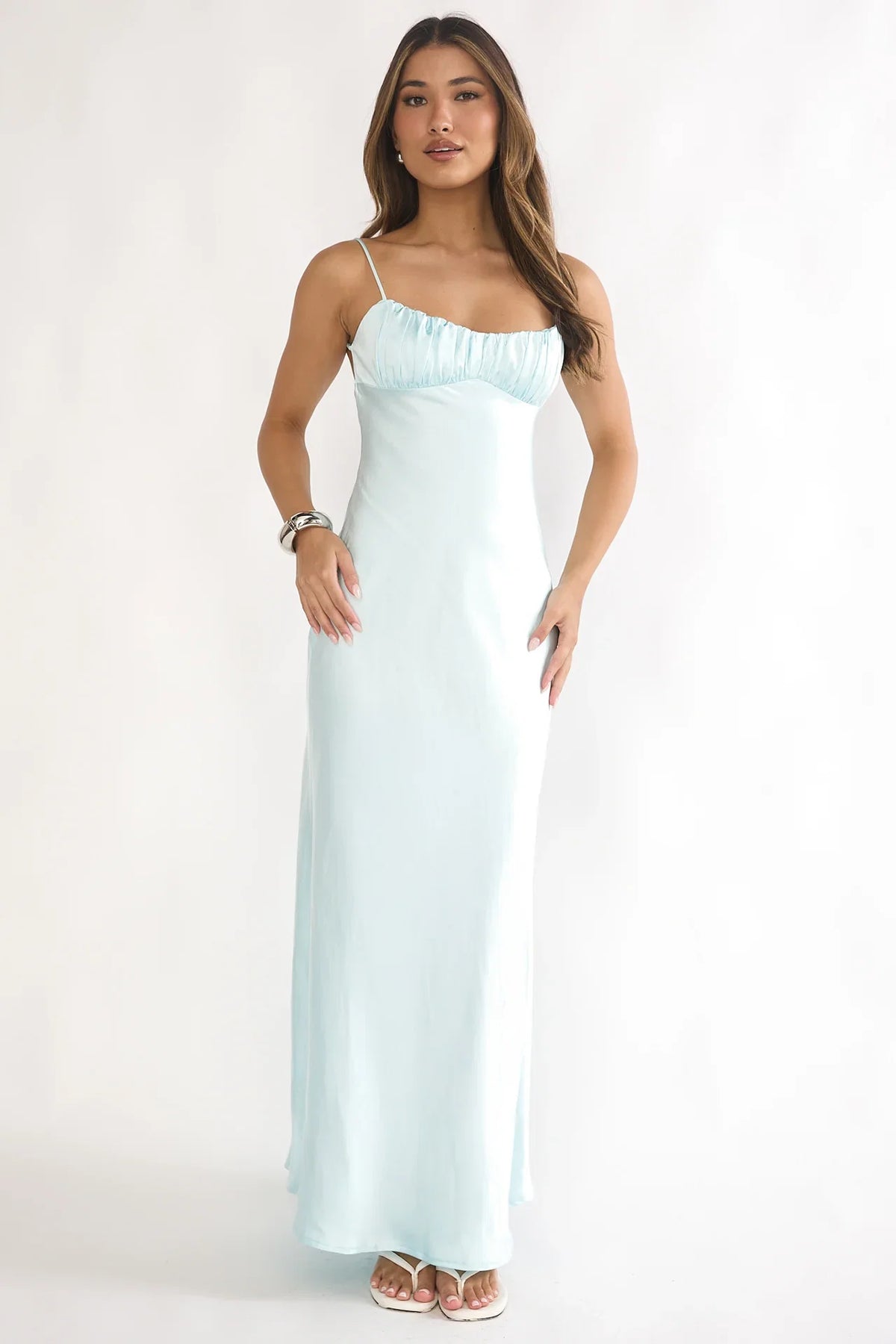 Paula Maxi Dress Mint Satin Slip Dress