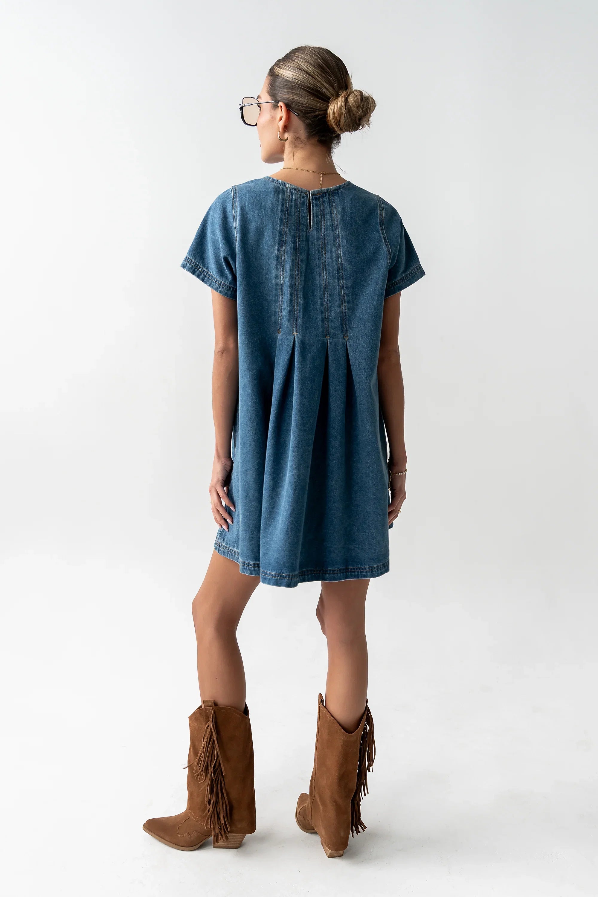 Zalara Denim Baby Doll Dress