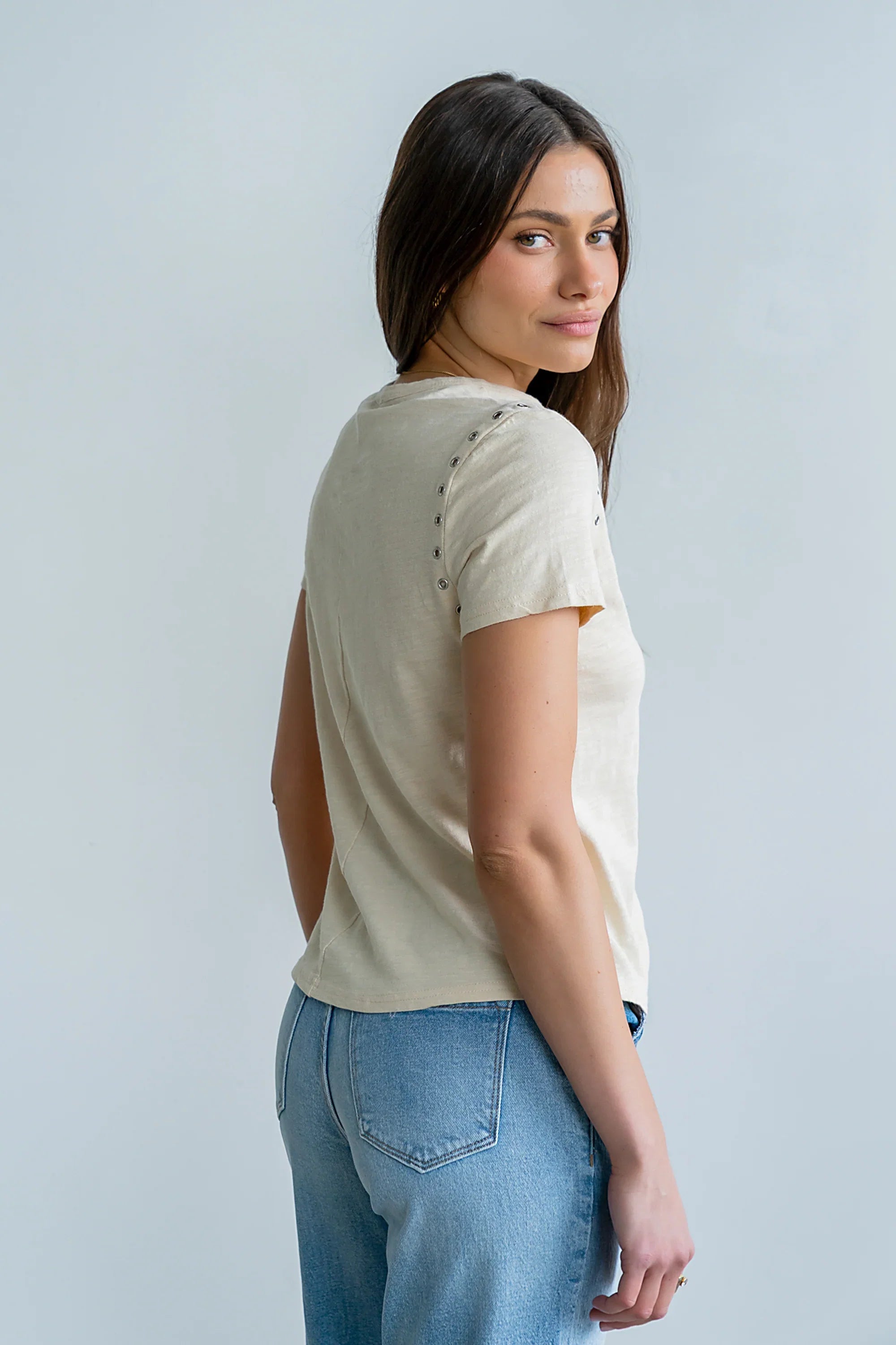 Genesis Grommet Top in Bone