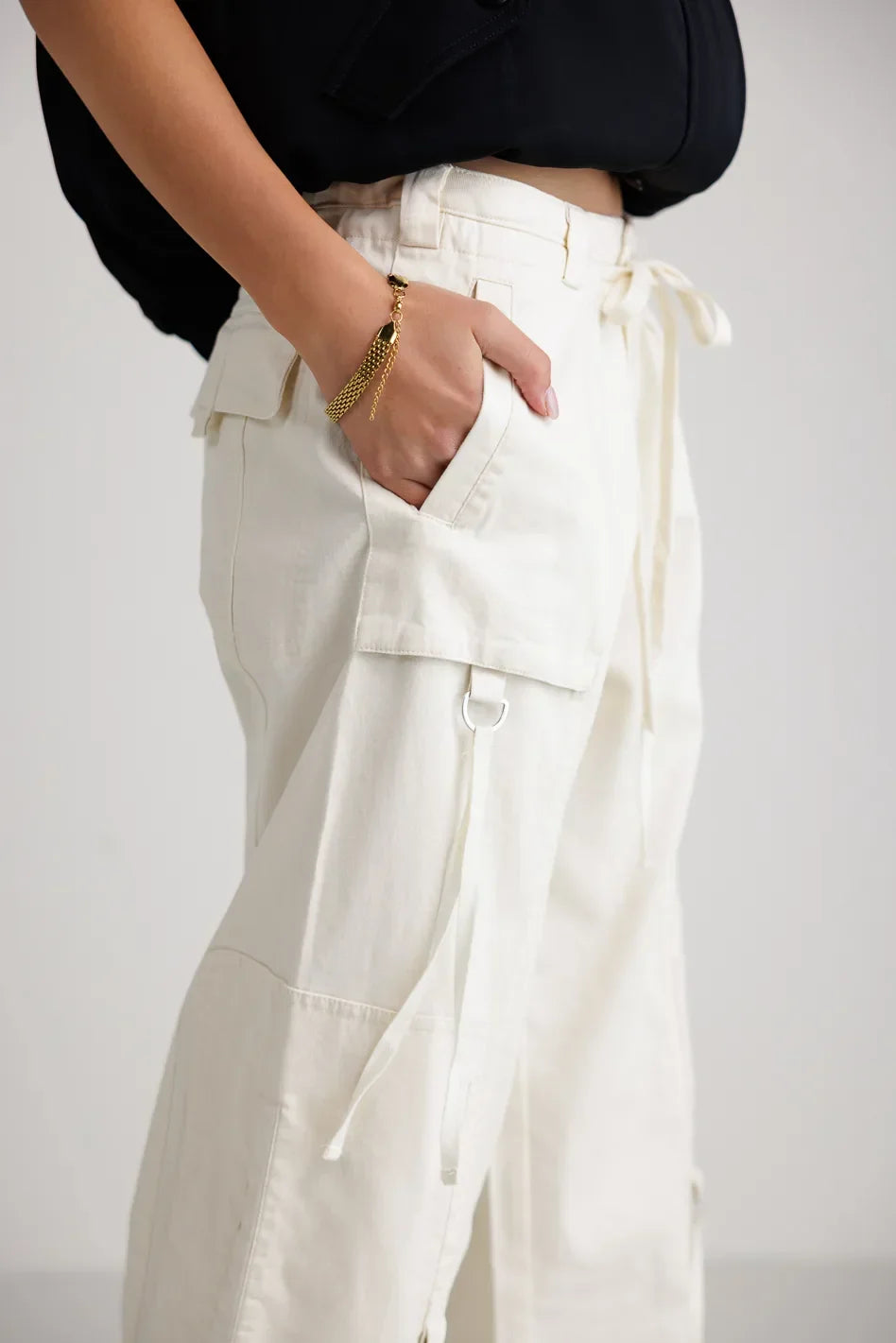 Savannah Cargo Pants in Cream FINAL SALE
