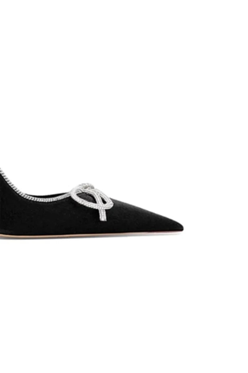 Elegant Stiletto Heel Bow Mid Heel Pumps