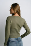 Julia Ribbed Cardigan in Olive FINAL SALE
